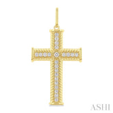 1.00 Ctw Cross Round Cut Diamond Fashion Pendant in 14K Yellow Gold
